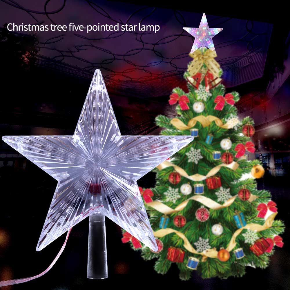Kerst Treetop Star Shiny Xmas Decor Transparant Led Lichtgevende Boom Topper Star Party Festival Ornament Kerst Decoratie