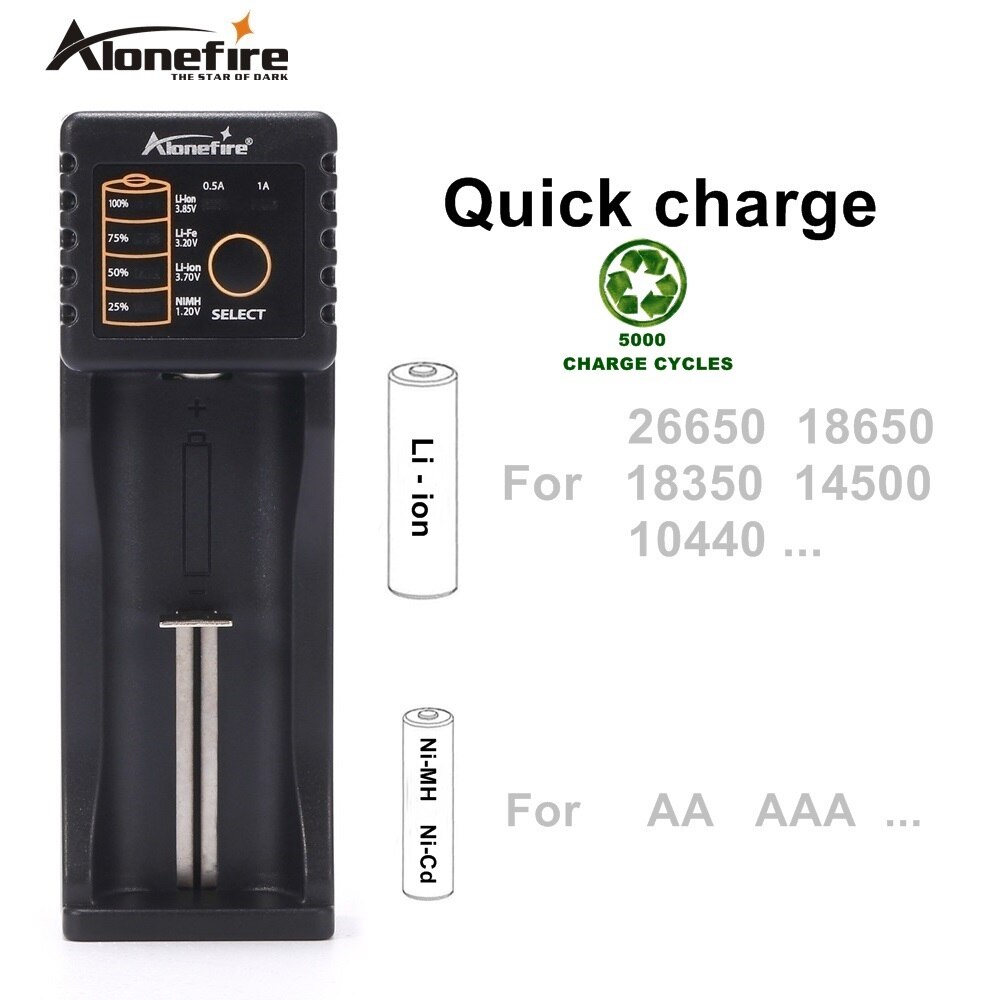 Alonefire MC101 Intelligente Ion 3.7 v Oplaadbare batterijen Mh Ni-Cd 1.2 V USB lader Voor 26650 18650 18350 16340 10440