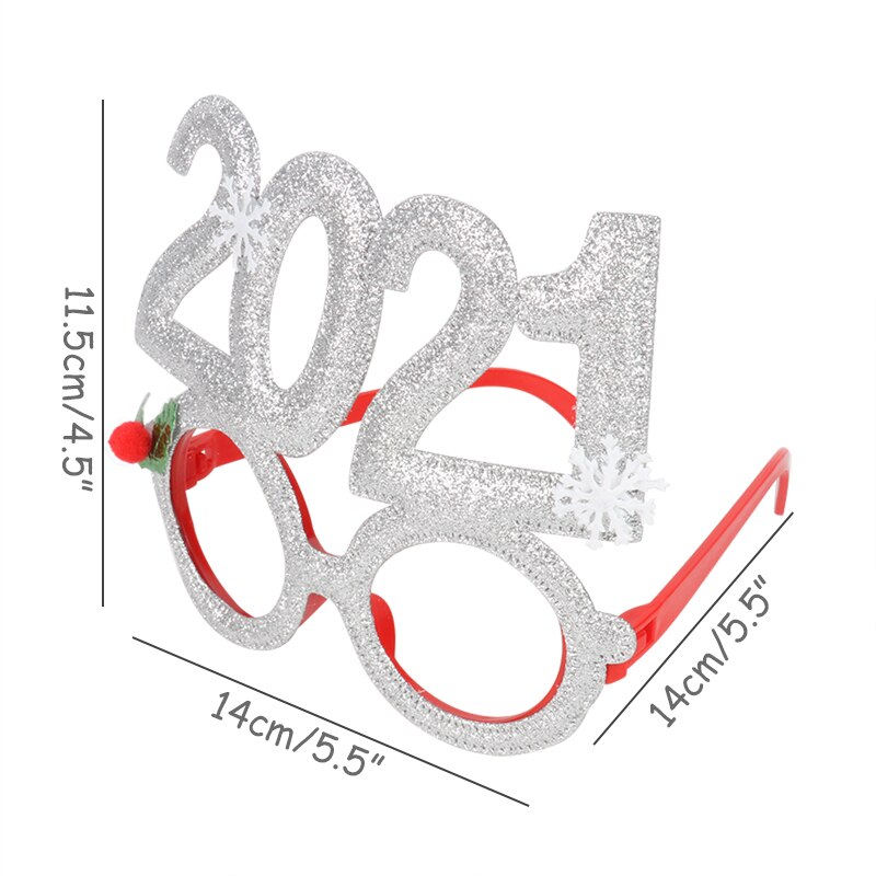 Happy Year Photo Booth Frame Props Gold Black Paper Glasses Photobooth Props Year Eve Party Supplies Kids Favors: 1pcs silver