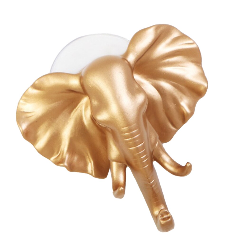 Porte-manteau en forme d'éléphant Elk | Crochet mural pour tête d'éléphant porte-serviette, porte-serviette pour la salle de bain, la décoration de la maison: Gold-Elephant