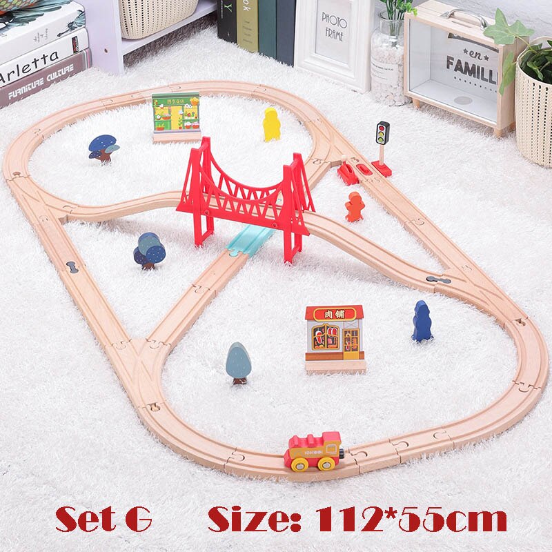 1Set Beech Wood Railway Vehicle Toys Accessories Wooden Track Assembled Educational Toys Fit All Wood Track Biro Toys for Kids: SET G