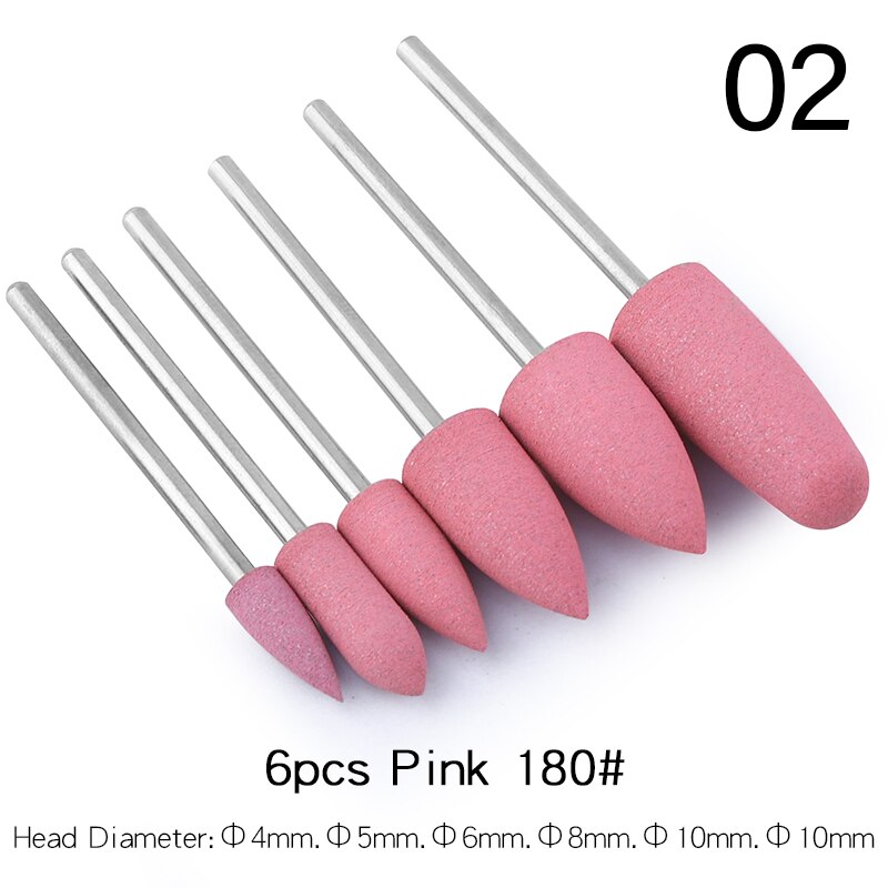 6Pcs Rubber Silicon Nail Boren Set Frezen Voor Manicure Pedicure Elektrische Polijstmachine Sterke Nagel Boormachine Gereedschap: 2
