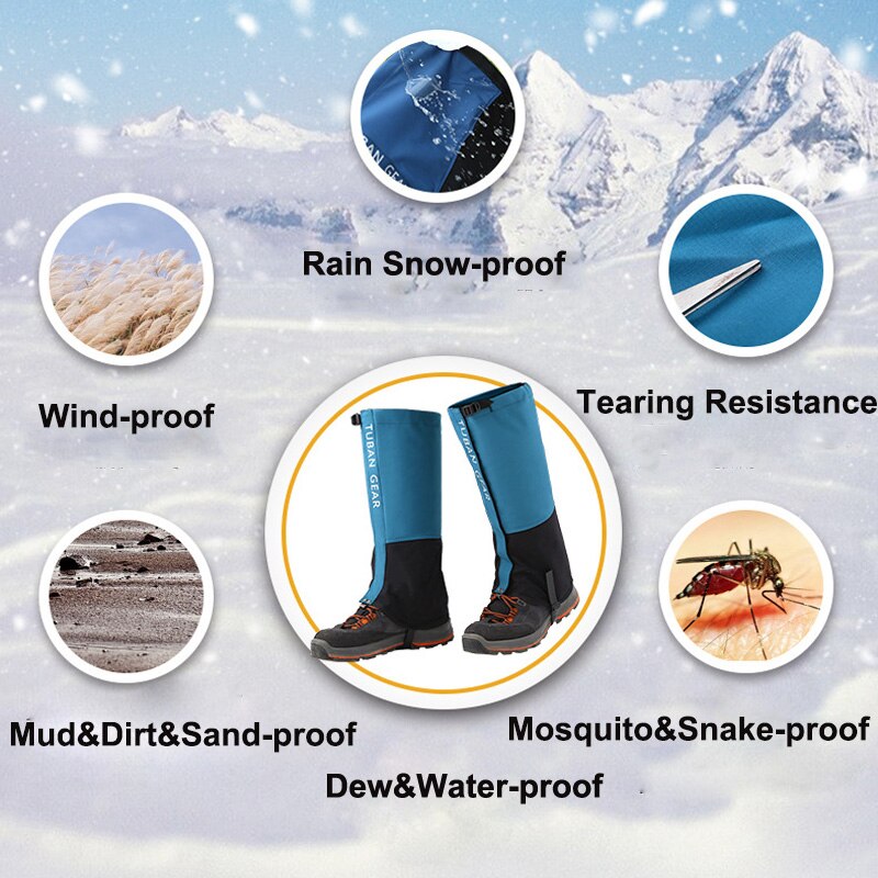 Snow Leg Gaiters Outdoor Boots Cover Waterproof Leg Protection Guard Warmer Shoe Cover For Hiking Climbing Trekking Unisex Kids