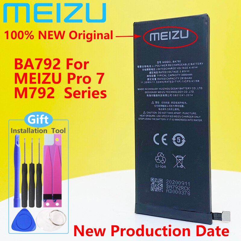 Original BA793 For Meizu Pro 7 Plus Battery M793H/M793M/M793Q BA792 For Meizu Pro 7 Battery M792H/M792Q/M792C + Tools