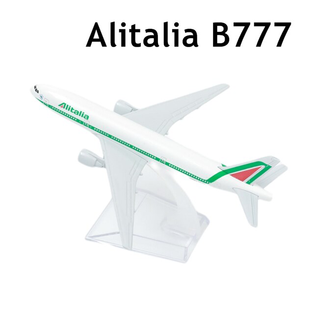 Italia oeairlines Boeing 777 aereo in lega pressofuso modello 15cm aviazione da collezione in miniatura Souvenir ornamento con supporto: Alitalia B777