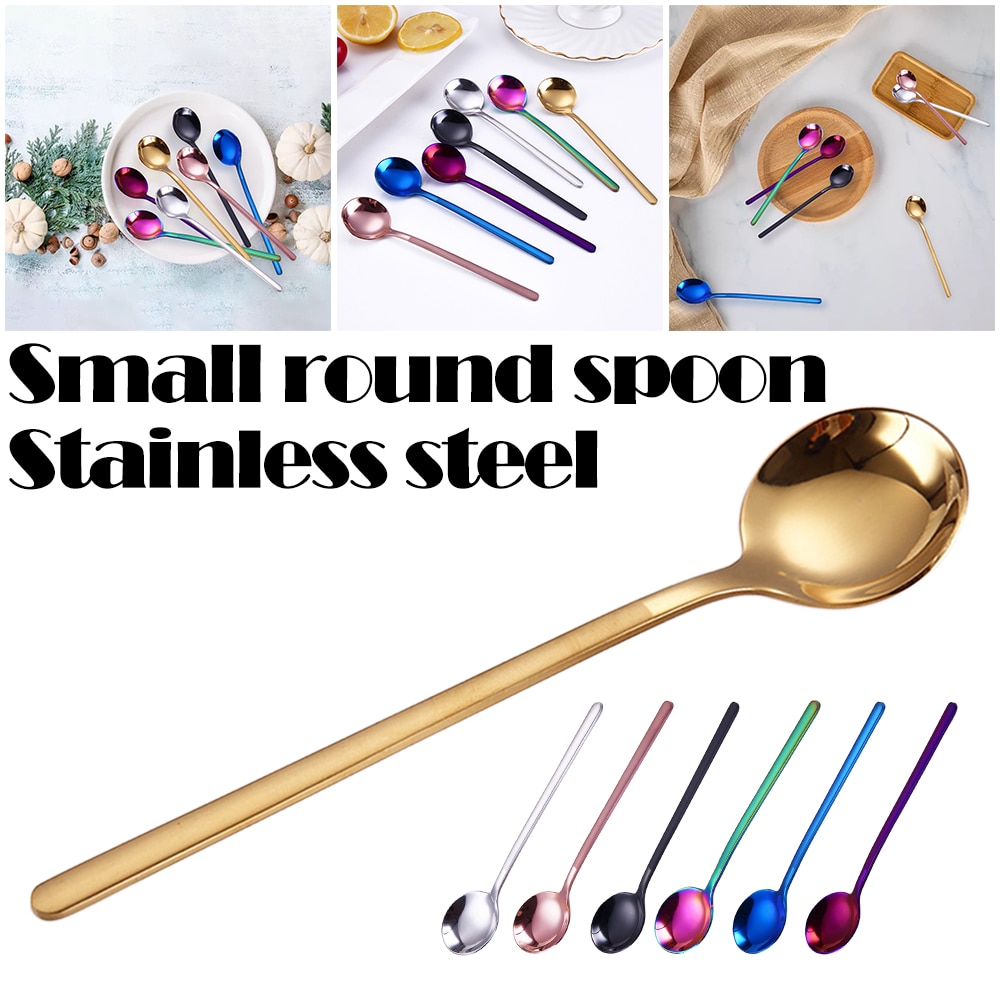 CZXKJ Long Handle Iced Tea Spoon, Huishoudelijke lange steel lepel, kunnen 6-delige roestvrij stalen lepel, voorgerecht lepel set, worden gebruikt for soep, salade dressing Coffee Spoon, Ice Cream Spo