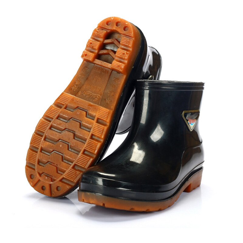 Regenlaarzen heren runderpees regenlaarzen lage buis plus fluwelen heren site waterschoenen antislip slijtvaste regenlaarzen