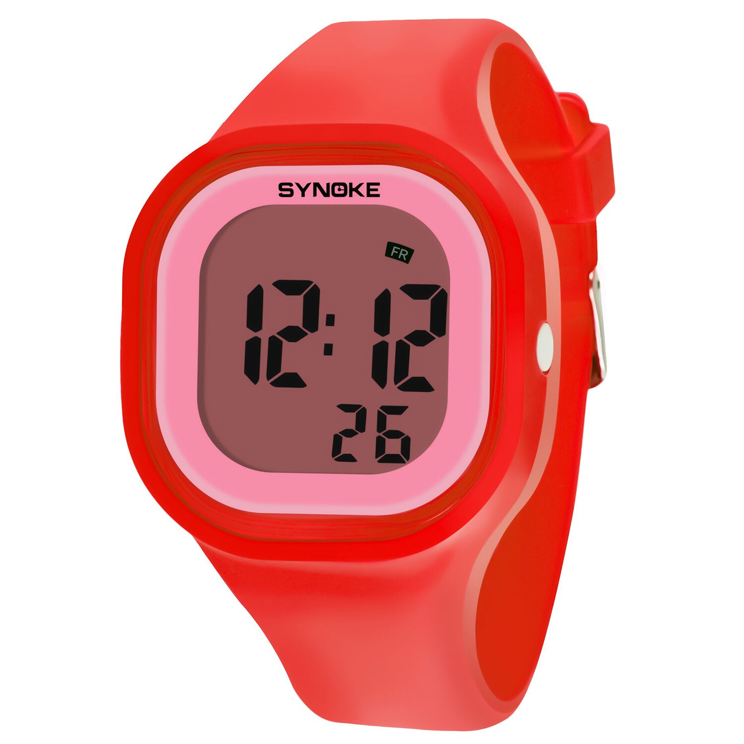 Synoke Studenten Kinderen Horloges Sport Kleurrijke Siliconen Band Digitale Horloges Wekker Led Light Kids Horloges Relgio: Red