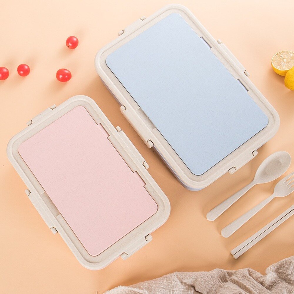 Japanese-style 3 Grid Plastic Rectangle Child Kids Student Insulated Container Bento Lunch Food Box