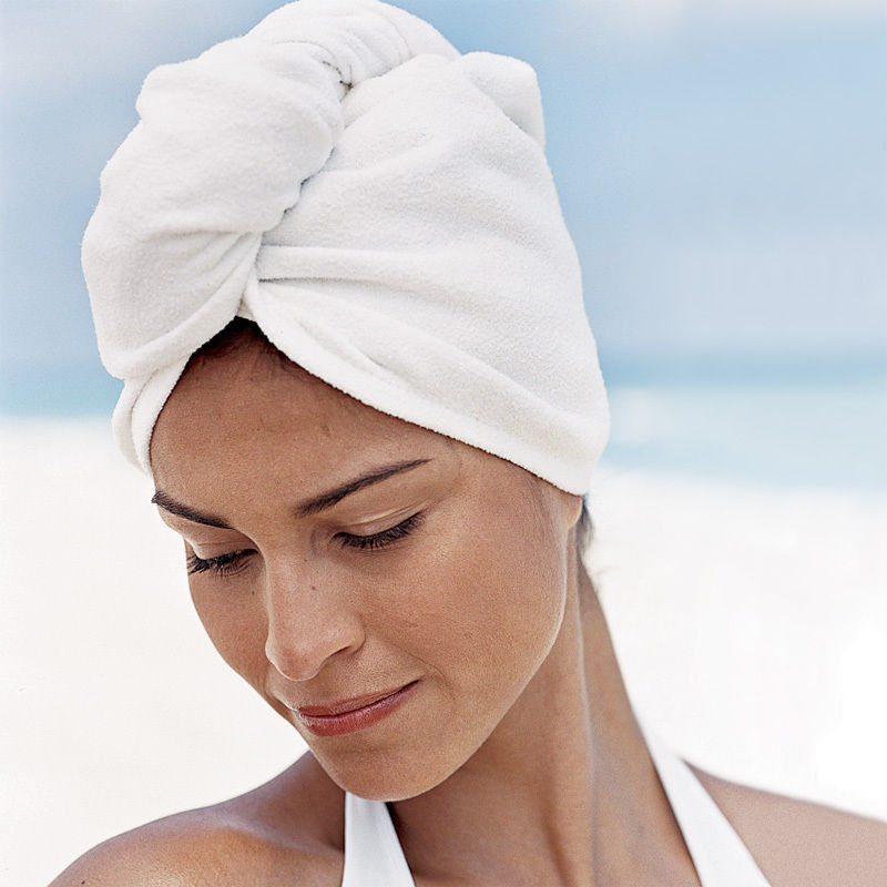 Turban schnell trocken Mikrofaser Haar Handtuch Große Magie Doppel Seite Trockenen Haar Hüte Damen Schlecht Spa Hütte Haar wickeln Schlecht handtuch: Weiß