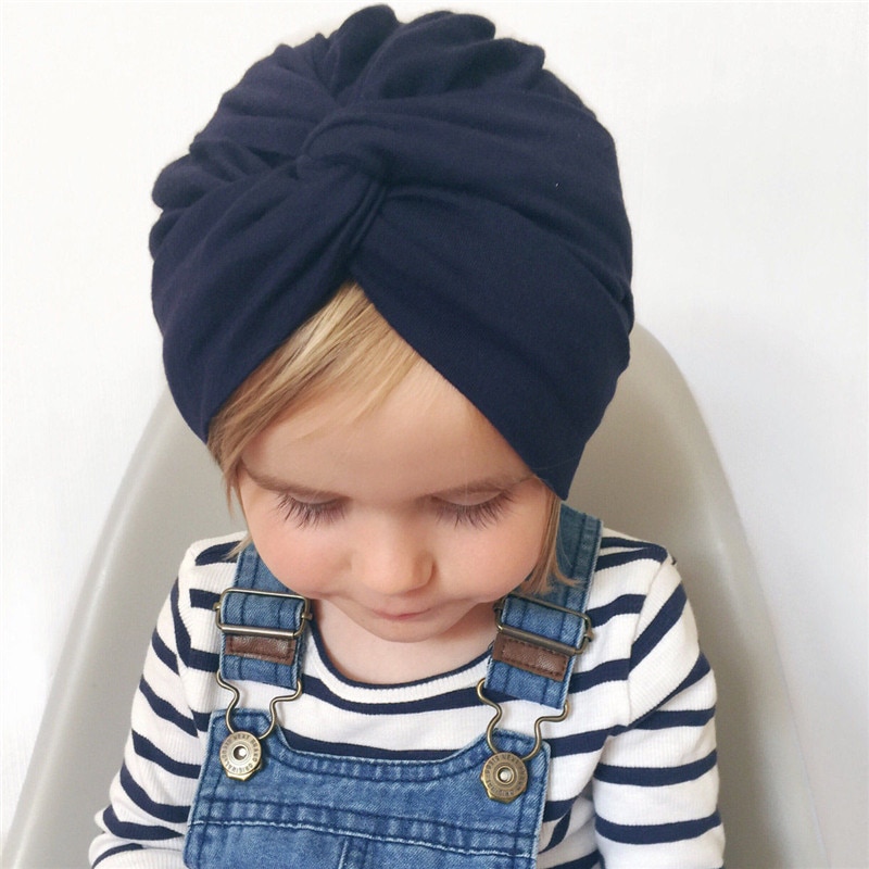 Baby Hoofdbanden Effen Katoen Tulband Hoofdband Voor Baby Meisjes Stretchy Beanie Hoed Hoofddeksels Baby Haarband Faixa Cabelo Para Bebe