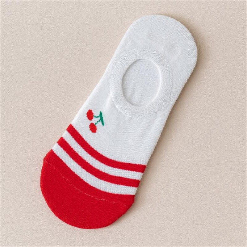 Novedad en calcetines cortos estampados de fresa y plátano para mujer, calcetines de frutas Kawaii, zapatillas medias invisibles de algodón para mujer, calcetines cortos: 11
