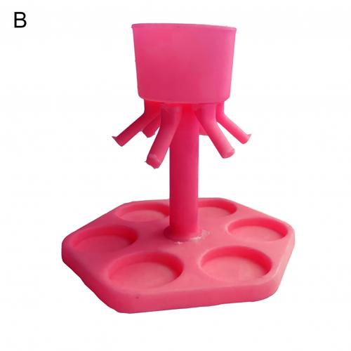 Hexagonal 6 Shot Glass Cocktail Dispenser Revolving Bar Decanter Holder: B