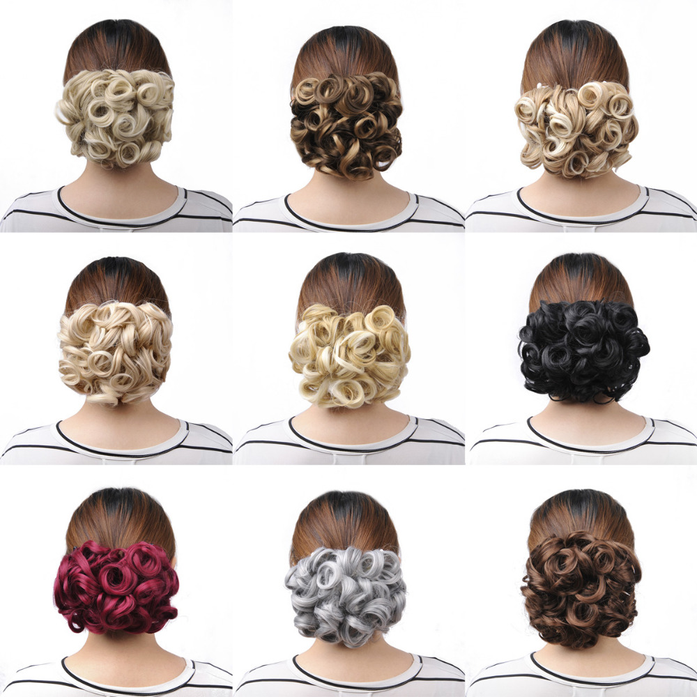 Delice – Chignon synthétique frisé avec peignes en plastique pour femmes, postiche à gros Chignon court blond, postiche à Clip