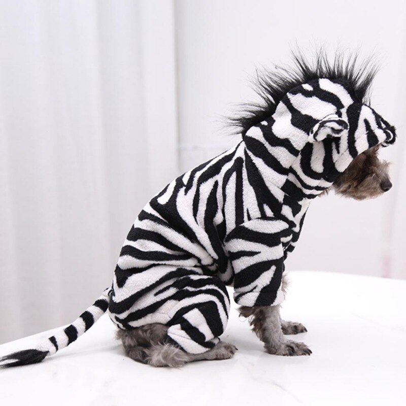 Hond Kleren Grappige Hond Zebra Kostuum Halloween Hond Kostuums Fleece Hond Hoodie Zachte Warme Pet Jumpsuits Voor Kleine Grote hond