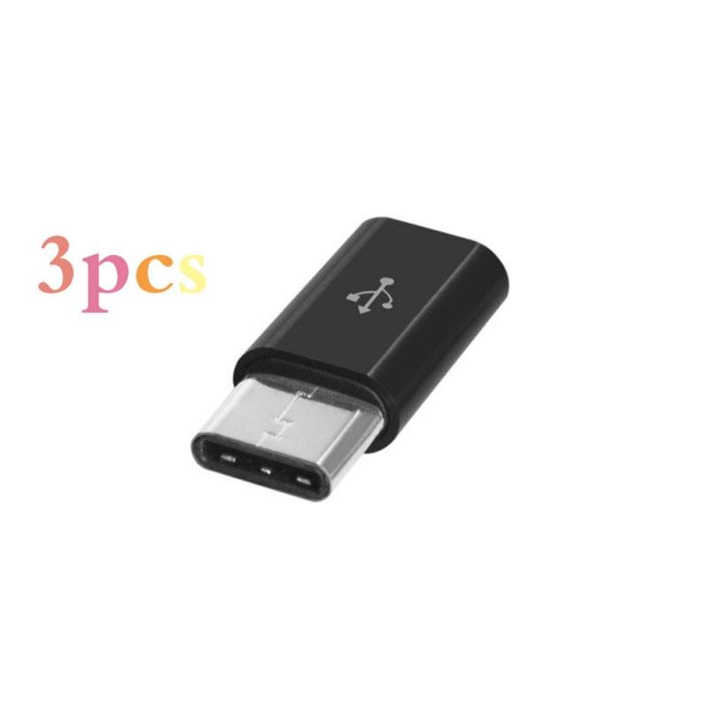 3/1PCS Handy Adapter Micro USB Zu USB C Adapter Microusb Stecker Für Xiaomi Huawei Samsung Galaxy adapter Typ C TXTB1: black 3pcs