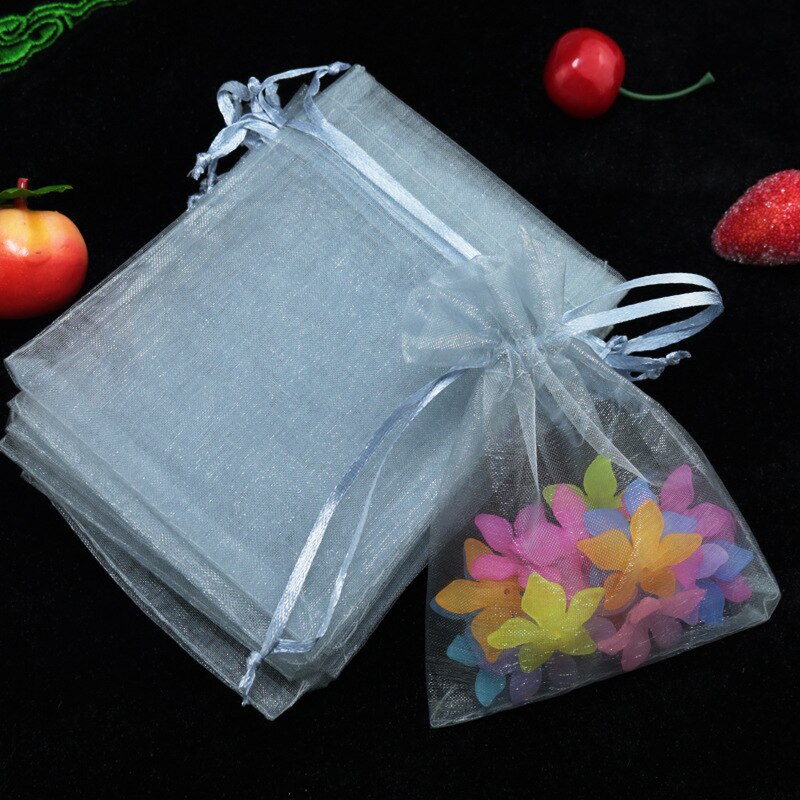 10 stücke 10x15 cm transparent Organza Beutel Hochzeit Geburtstag Party Süssigkeit Schokolade Taschen Weihnachten Halloween Kasten Verpackung taschen: Grau
