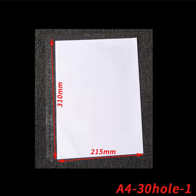 25PCS A3/A4/A5/B5 Clear Plastic Punched Pockets Folders Thin Leaf Documents Sheet Protectors Filing Products Per Page Organizer: A4-30
