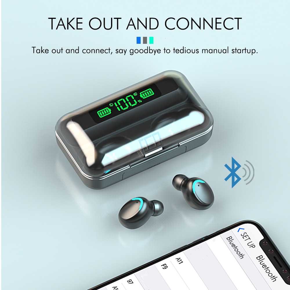 Olaf Oringinal F9-V 5,0 Bluetooth 5,0 Kopfhörer TWS Fingerabdruck berühren HiFI Stereo in-Ohr-Ohrhörer Drahtlose Kopfhörer für Sport