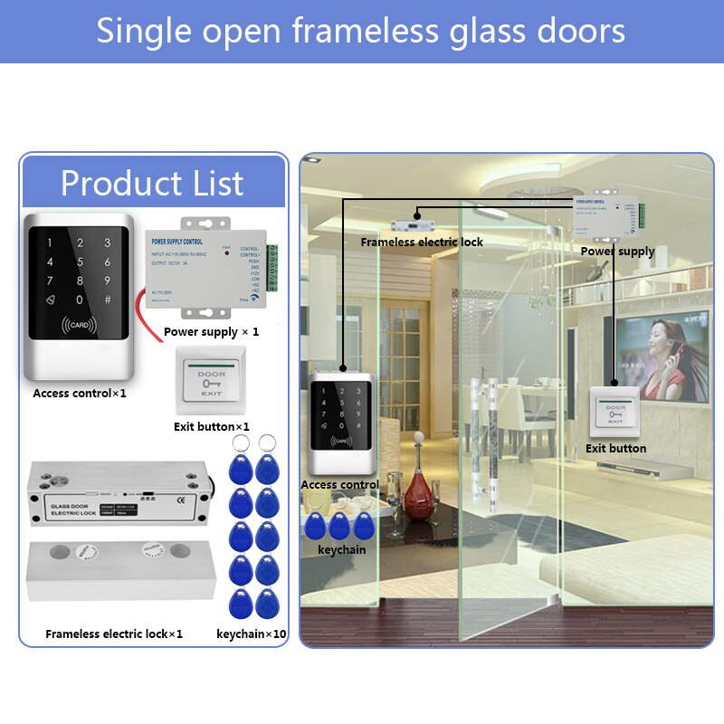 Outdoor RFID Access Control System IP68 Waterproof RFID Keypad Keyboard + Power Supply + Electronic Magnetic Lock Strike Locks: Kit10