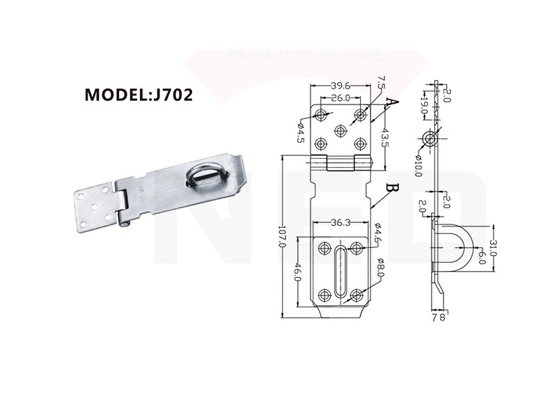 NAIERDI-J7 Cabinet Box Hasp Lock Stainless Steel Case Spring Latch Catch Toggle Locks For Drawer Gate Door Furniture Hardware: J702