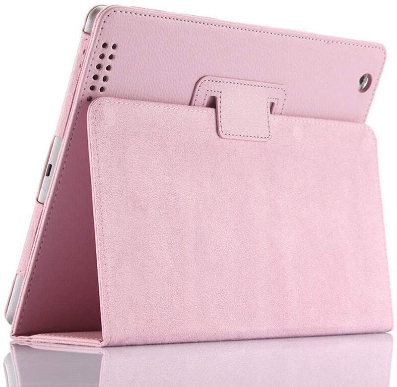 Étui en cuir pu ultra fin pour apple ipad 4 3 2 a1397 a1396 a1395 a1430 a1403 a1459 a1460 a1458, housse de support pour ipad 2 3 4, étuis: Rose