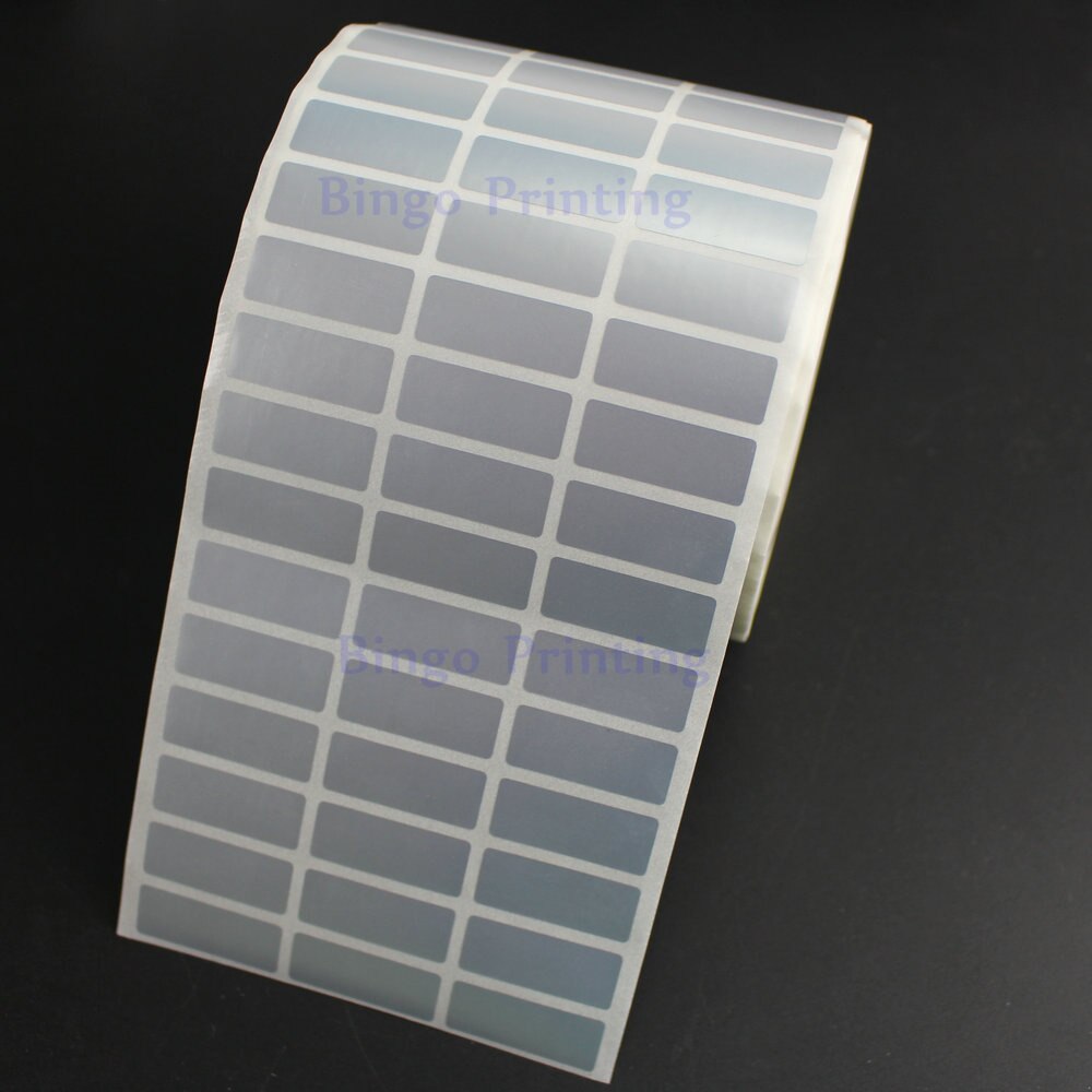 Étiquette autocollante argent PET, 30x10mm, 10000 pièces/rouleau, transfert thermique, étanche à la déchirure, à l'huile, pour codes-barres