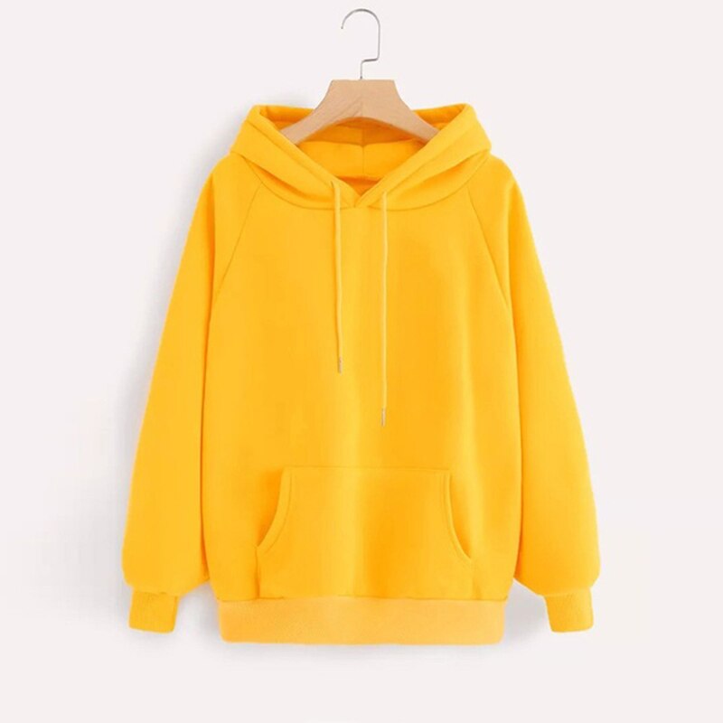 Outdoor Running Casual Trainning Exercise Sweater Female Hooded Sweatshirt Women Long Sleeve Coat Sportswear Feminino: S / yellow