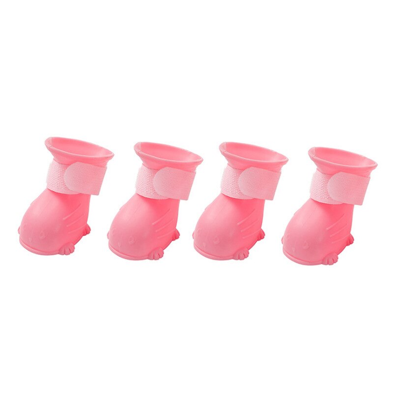Puppy Schoenen Hond Regen Laarzen Waterdicht Antislip Comfortabele Regen Schoenen Leuke Outdoor Zachte Siliconen Schoenen Voet Set chihuahua: Pink