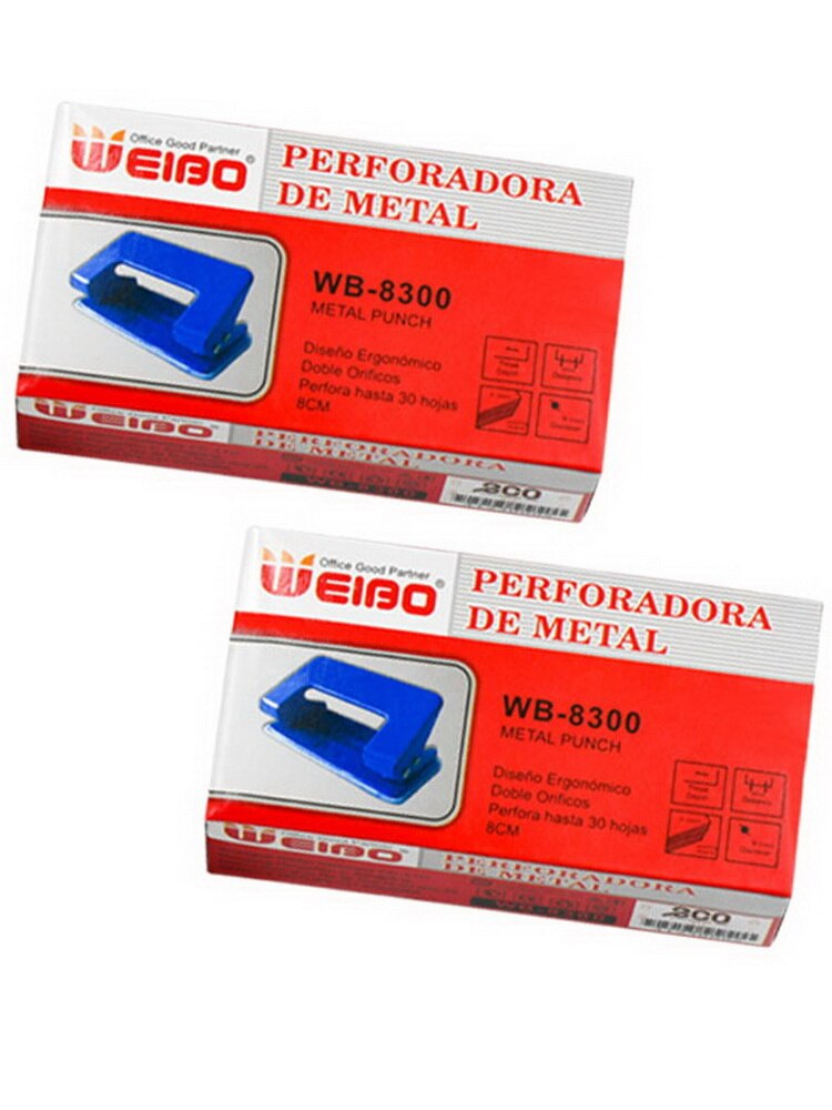 Mini Double hole puncher WB8300 Two holes Portable Metal ABS School Office Stationery 23-sheet aperture 5.5mm