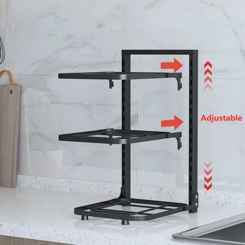 Estante organizador de ollas y sartenes, soporte de estante para fregadero de cocina, armario de almacenamiento para el hogar, organizador de sartenes multicapa, estante para cuencos