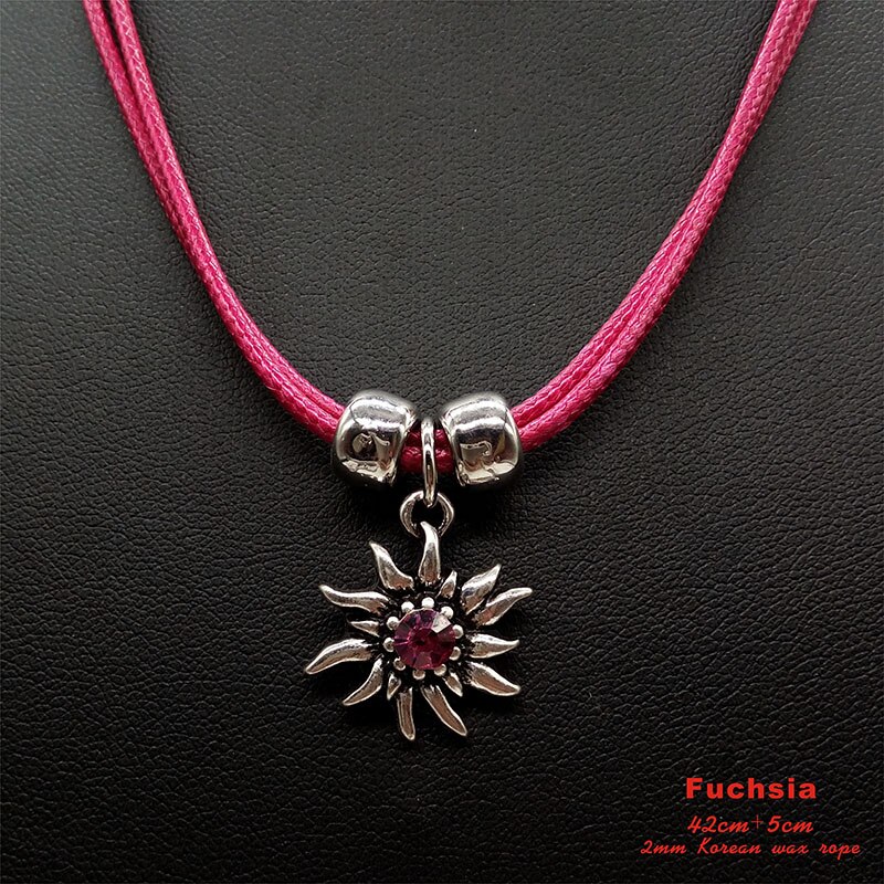 Collana Tradizionale Con Stella Alpina E Strass Rossa – Regolabile, Per Oktoberfest E Feste Bavaresi