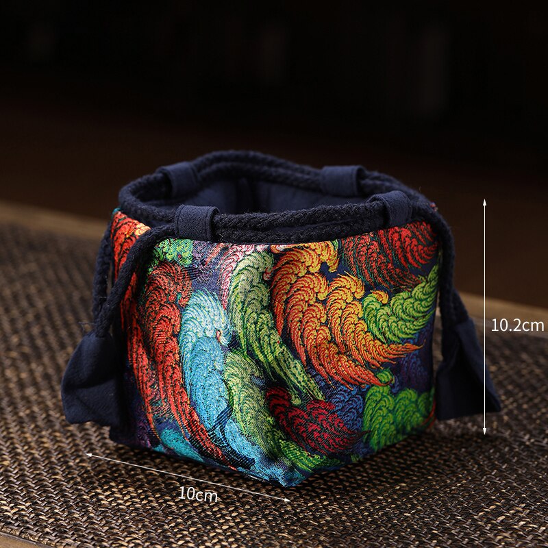 Verdikte Geweven Katoen Satijn Theekopje Zak Chinese Handgemaakte Tas Draagbare Opbergtas Doek Tas Reizen Theepot Tas Thee Set Zak: C