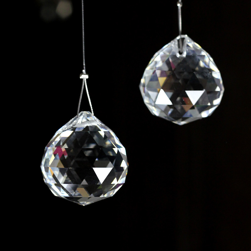 6 sztuk 30mm przezroczyste koralik z kryształkami błyszczące piłka DIY kurtyna koralikowa wisiorek festiwal uroczystości dekoracja na choinkę