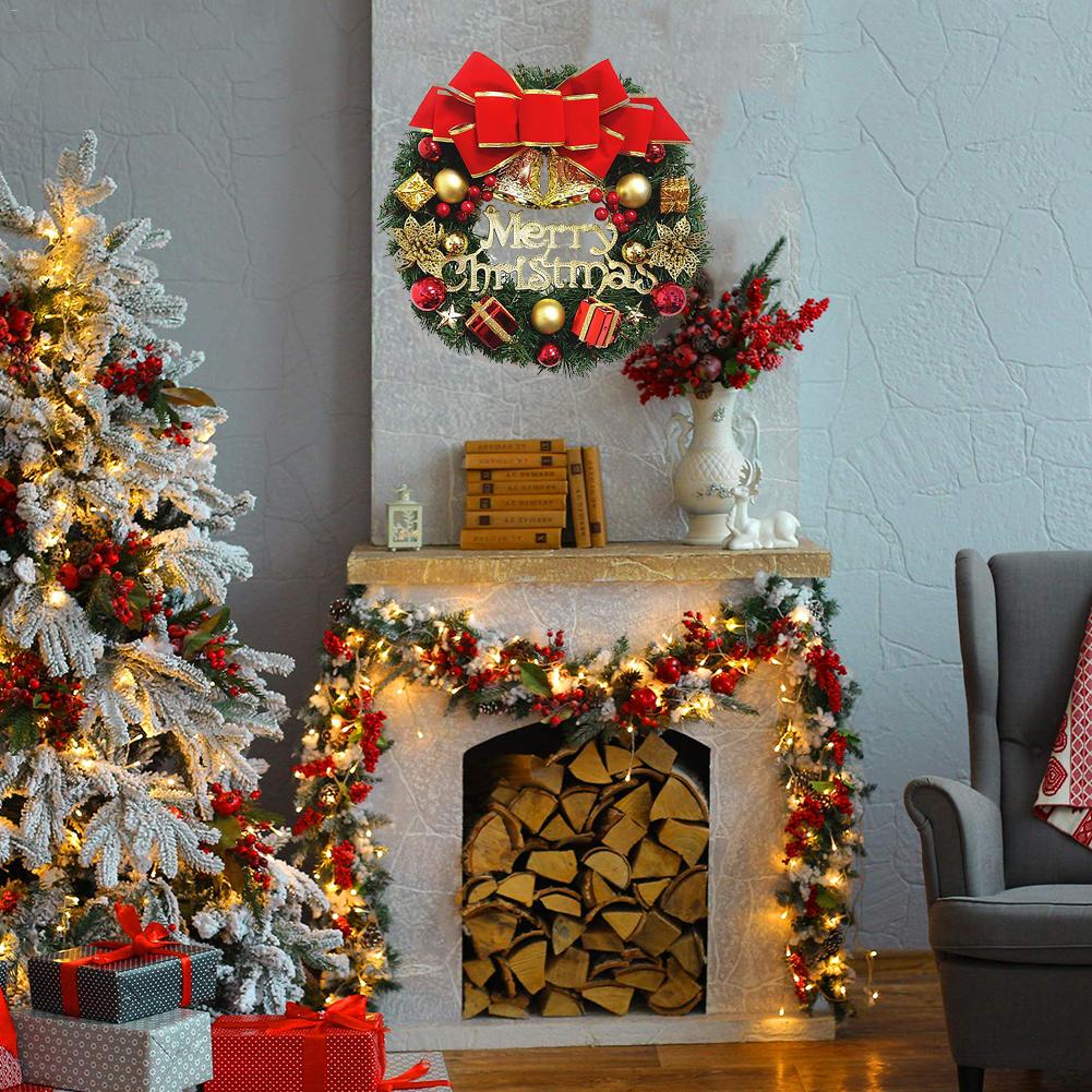 Christmas Wreath Window Front Door Decoration Ornaments Bell Artificial Wreath Garland Christmas Decorations Home Decor