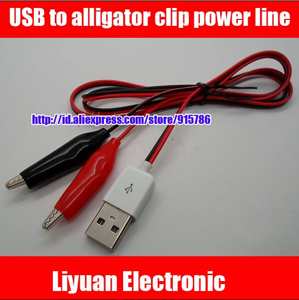 10 stks USB naar alligator clip meetsnoeren/USB alligator clip power line/Usb-voedingskabel 50 CM