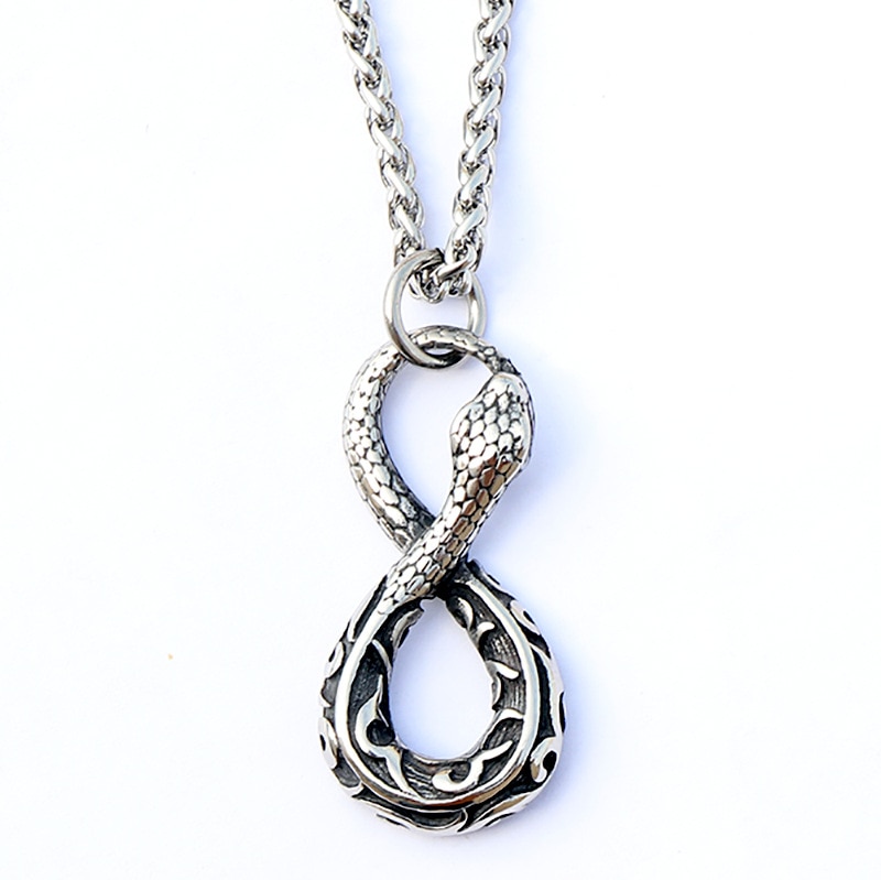 Factory Direct Punk Style Stainless Steel Pendant Digital 8 Snake Pendant Cool Sweater Necklace Pendant