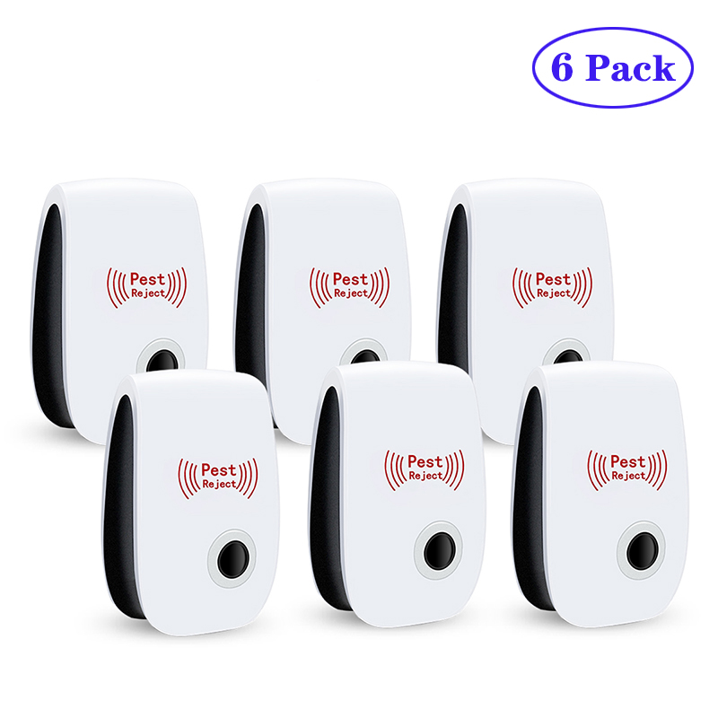 3/4/6- pack ultraljuds elektroniskt myggmedel mus kackerlacka spindel myggmedel hushållsinsekretsmedel: Ljusgul / Storbritannien