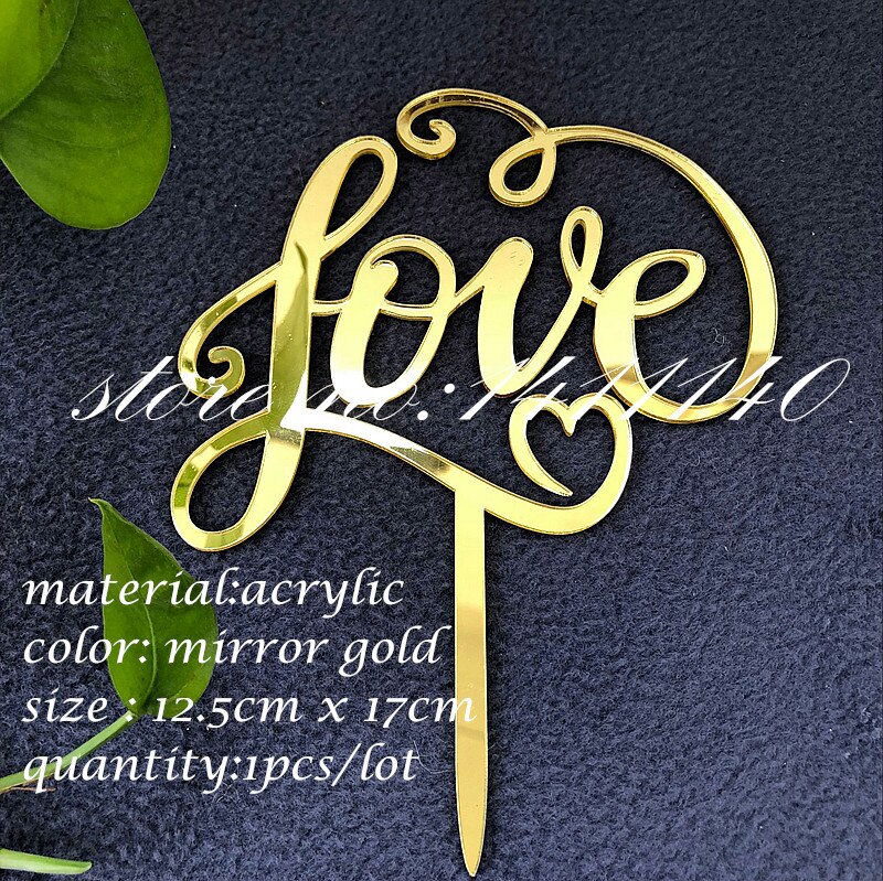 Gold Love Wedding Cake Topper , Wedding Cake Decoration for Wedding Party Decoration , Anniversary Cake Topper