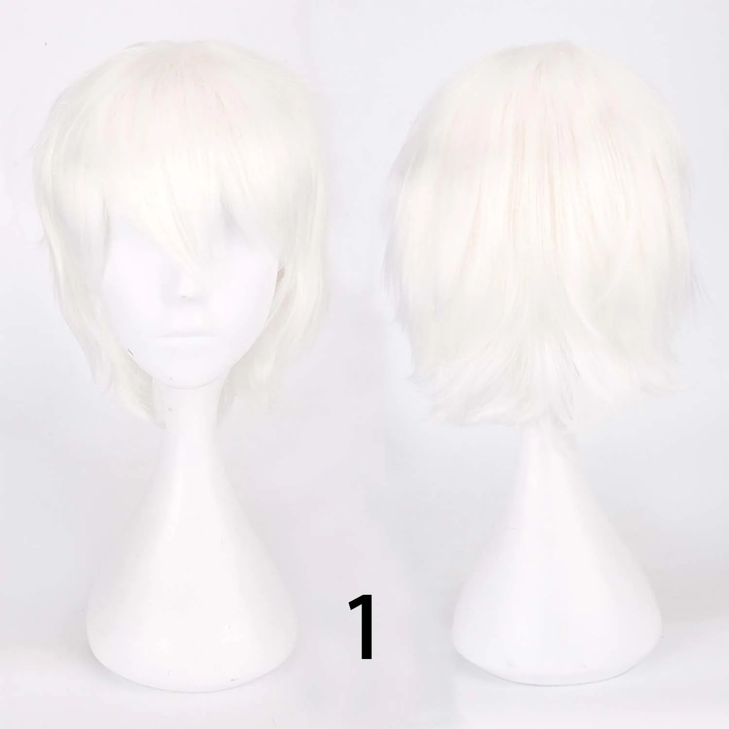 Wolf schneiden Mit Pony abgehackt Cosplay Party Perücke Für Männer Frauen Rosa verrotten Blau Lila Koreanischen Stil Mann Perücke Synthetische Kurze Perücken: Silber