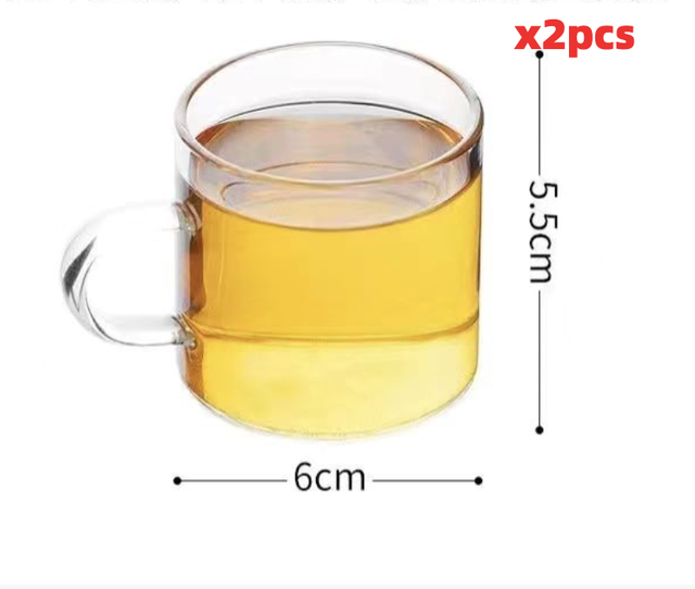 Heat-resistant Glass Tea Pitcher with Colored Handle Transparent Chahai Glass Kung Fu Fair Cup Office Tea Cup Drinkware: 2pcs