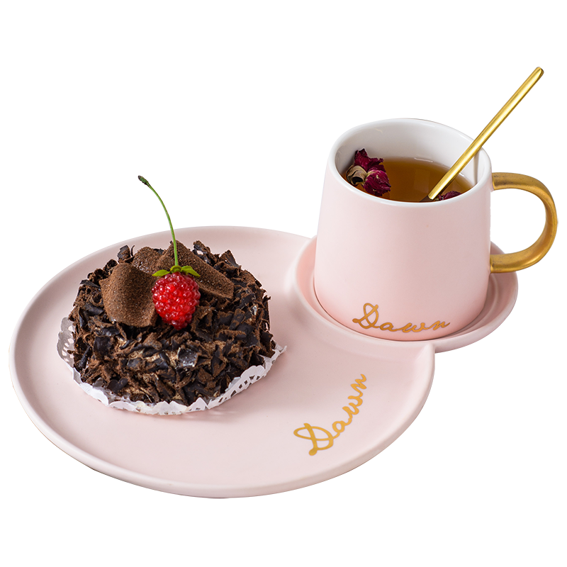 Europese Koffie Mok Set Luxe Gouden Ontbijt Schotel Mate Cup Thee Cup Set Porselein Tazas De Cafe Melk Mokken AC50BD