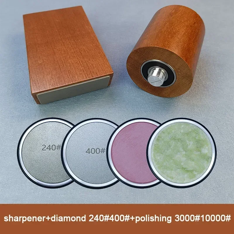 Diamant Slijpsteen Magnetische Rolling Messenslijper Houten Keuken Slijpsysteem 15-20 Graden Hoek Roller Accessoire: green