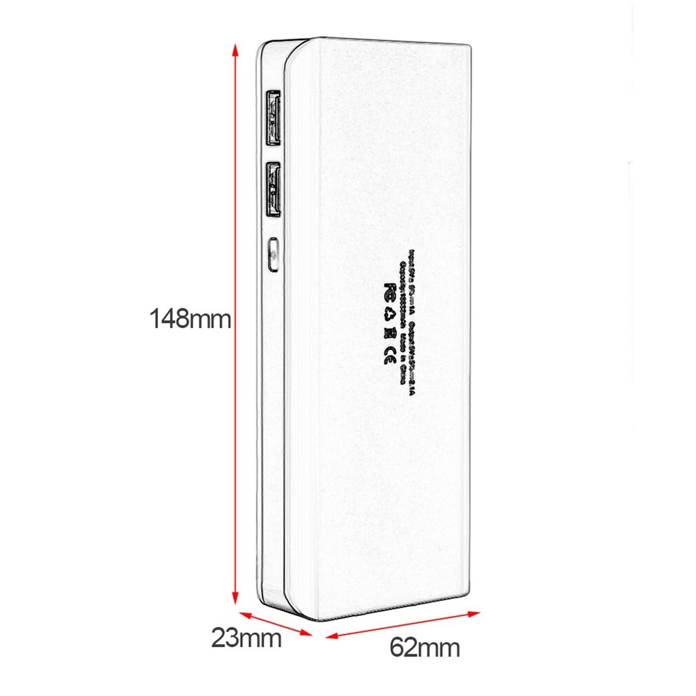 13000mah Power Bank shell External Batteries Portable Mobile Phone Backup Bank with Double USB Interface Charger Portable Power