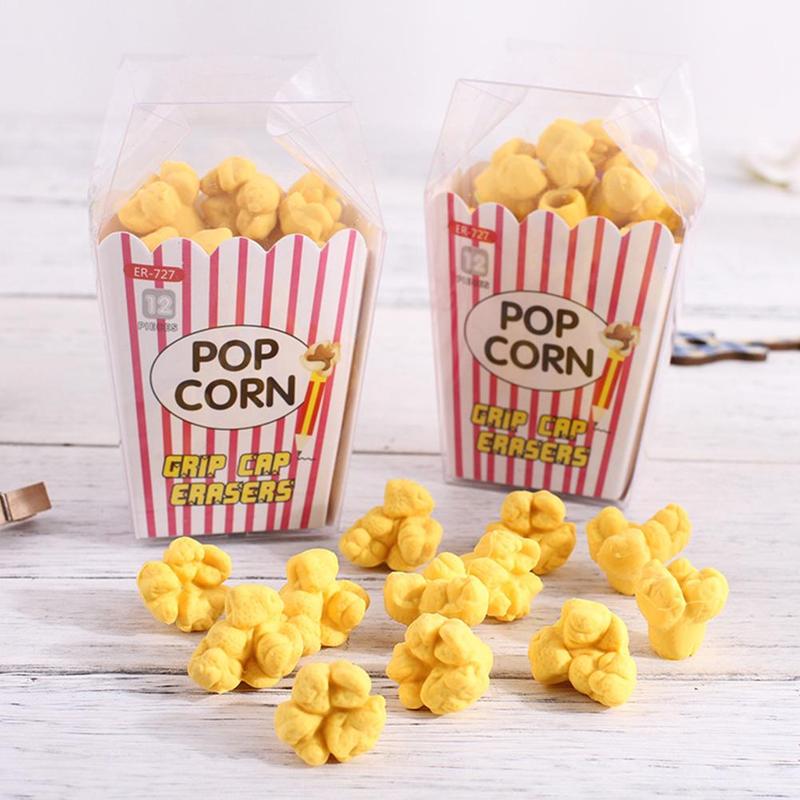 1 boîte Kawaii nourriture pop-corn gomme en caoutchouc enfants papeterie fournitures scolaires en caoutchouc crayon gommes Correction enfants fille jouet