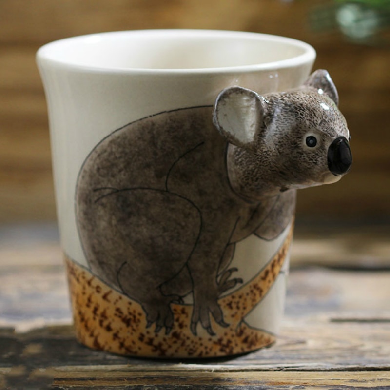 animal ceramic mug Hand drawn koala cartoon cup Personal coffee mug cups and mugs cute mugs
