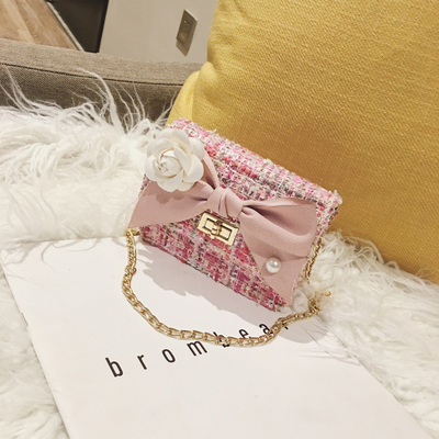 Bekasnoew Mode kinderen Handtassen Snoep Meisjes Boog Messenger Bags Kid Flap Schoudertassen: pink bow