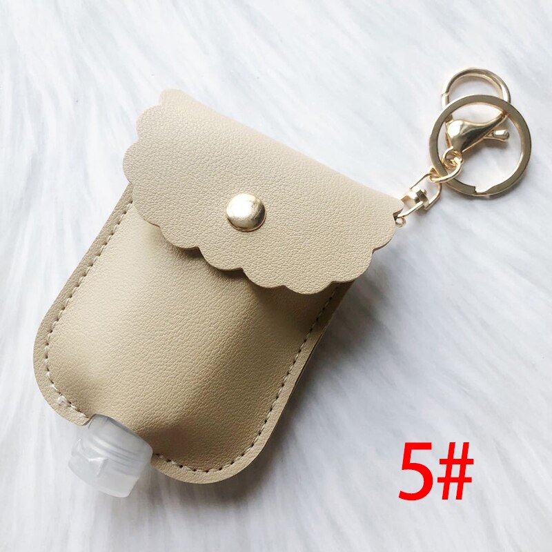 60Ml Reizen Lekvrije Leather Case Sleutelhanger Tas Hervulbare Lege Fles Voor Handdesinfecterend Bag Met Key Ringen Hanger fles: 5