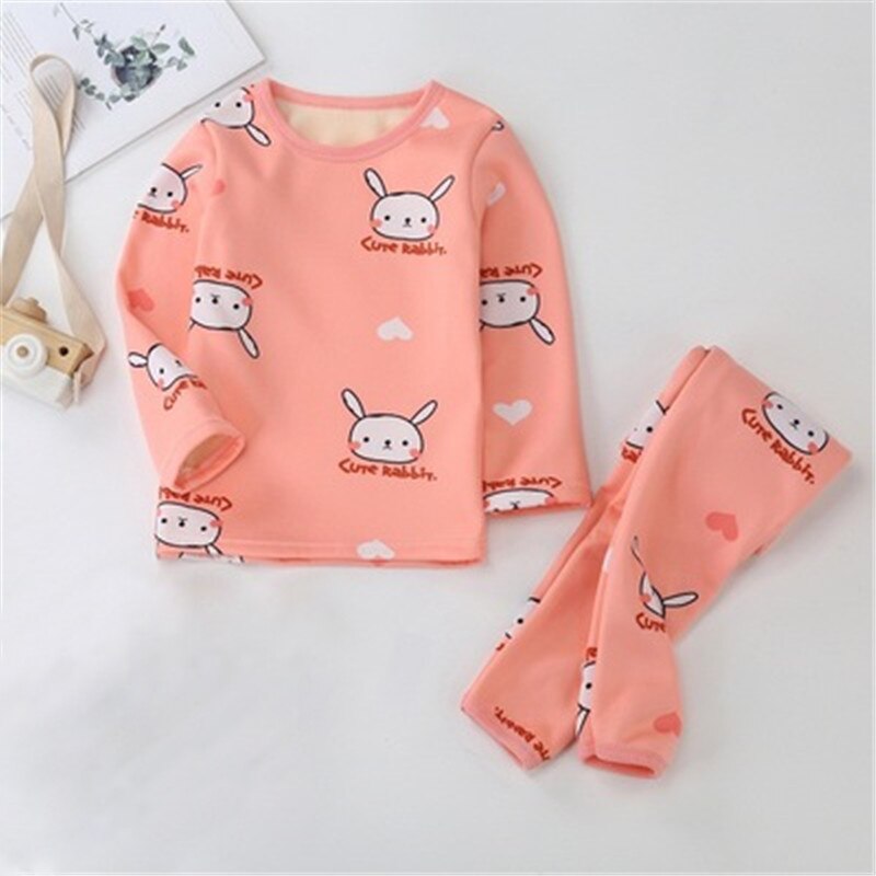 Vêtements d'hiver de haute technologie pour enfants, sous-vêtements jeans longs sans couture pour garçons et filles, vêtements d'automne et d'hiver: Pink / 120CM