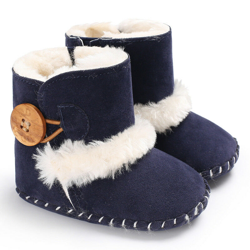 Winter Baby Jongen Meisje Laarzen Schoenen 6 Kleuren Sneeuw Half Laarzen Baby Kids Soft Antislip Warm katoenen Schoenen: Blauw / 7-12 Months